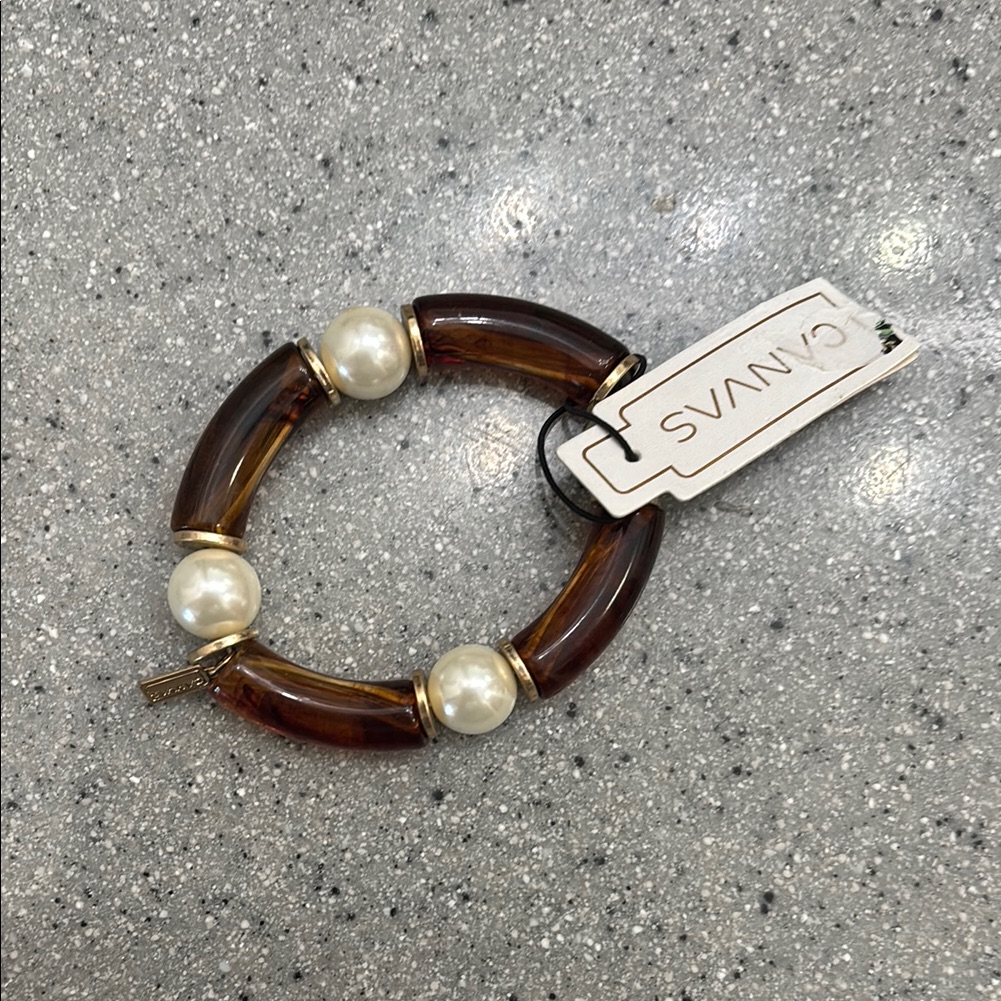 Bella Canvas Brown And Gold Pearl Bracelet